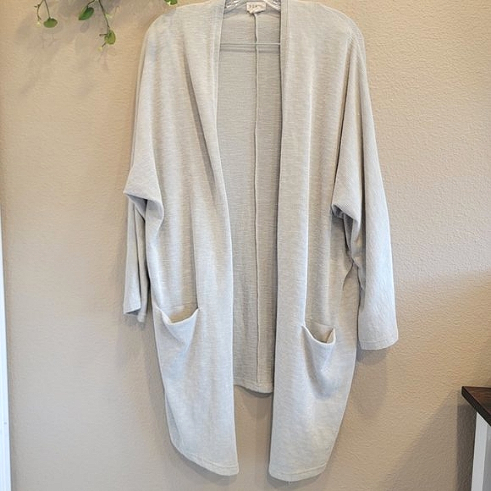 DONNI | Light Grey Ribbed Duster Cardigan | One Size Fits Most